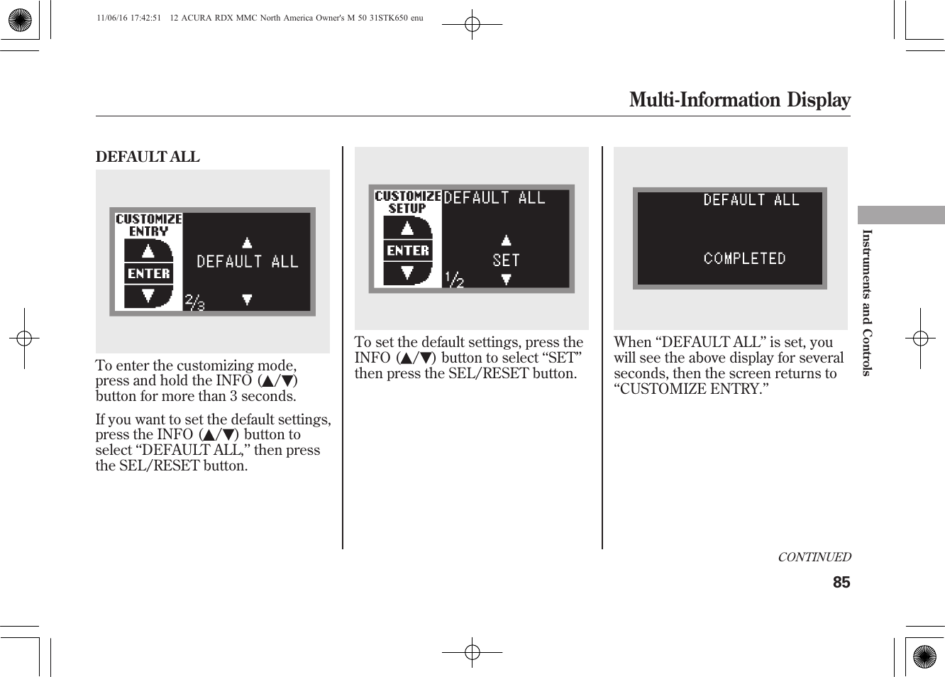 Multi-information display | Acura 2012 RDX User Manual | Page 91 / 518