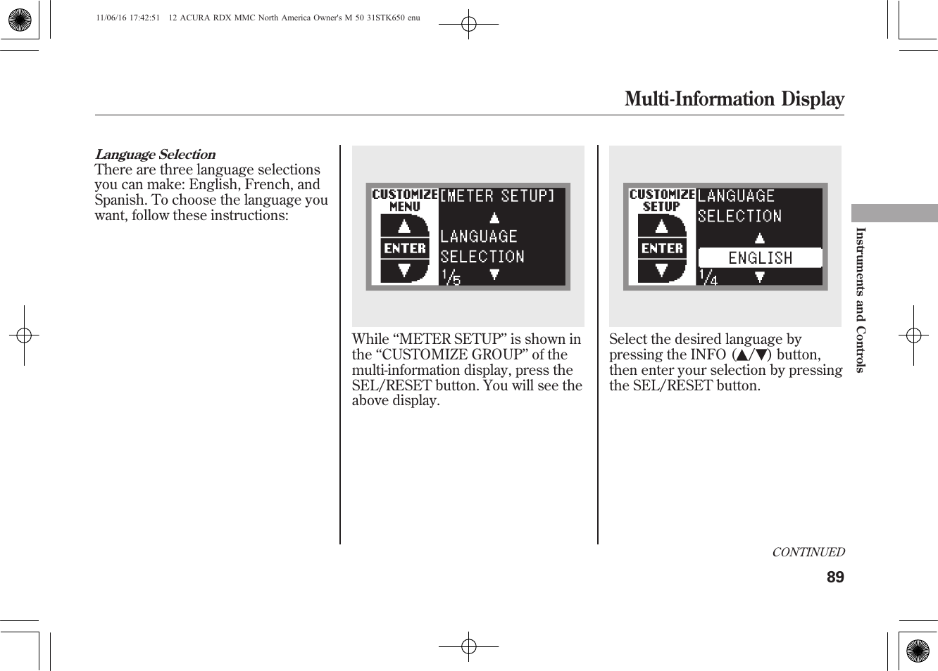Multi-information display | Acura 2012 RDX User Manual | Page 95 / 518