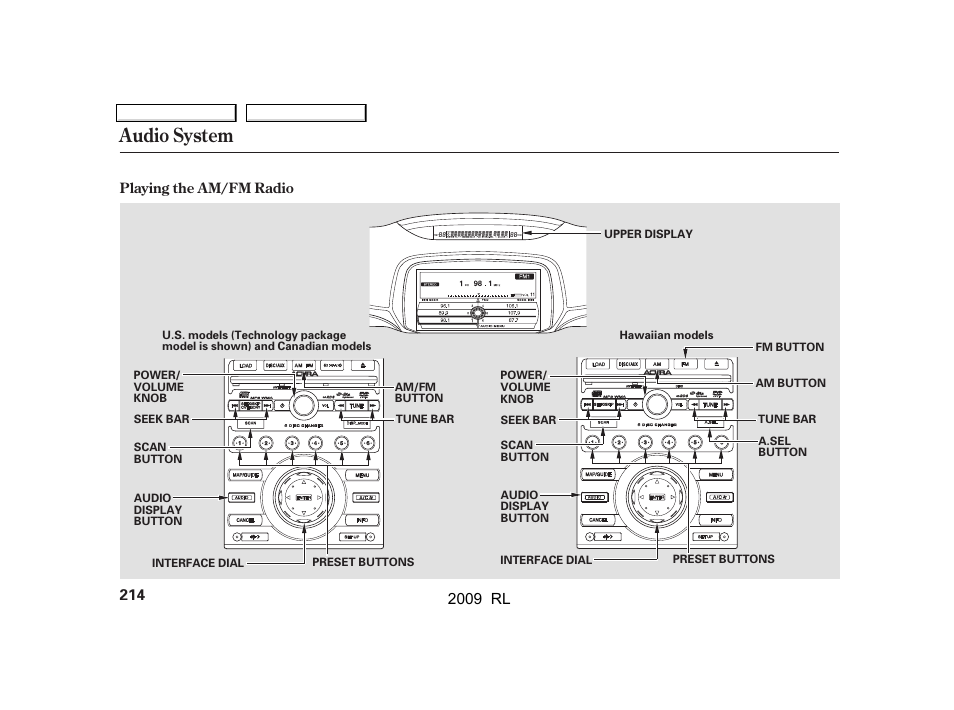Audio system | Acura 2009 RL User Manual | Page 217 / 560