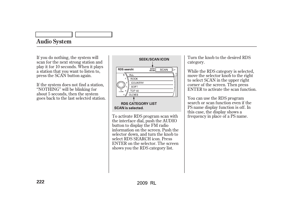 Audio system | Acura 2009 RL User Manual | Page 225 / 560