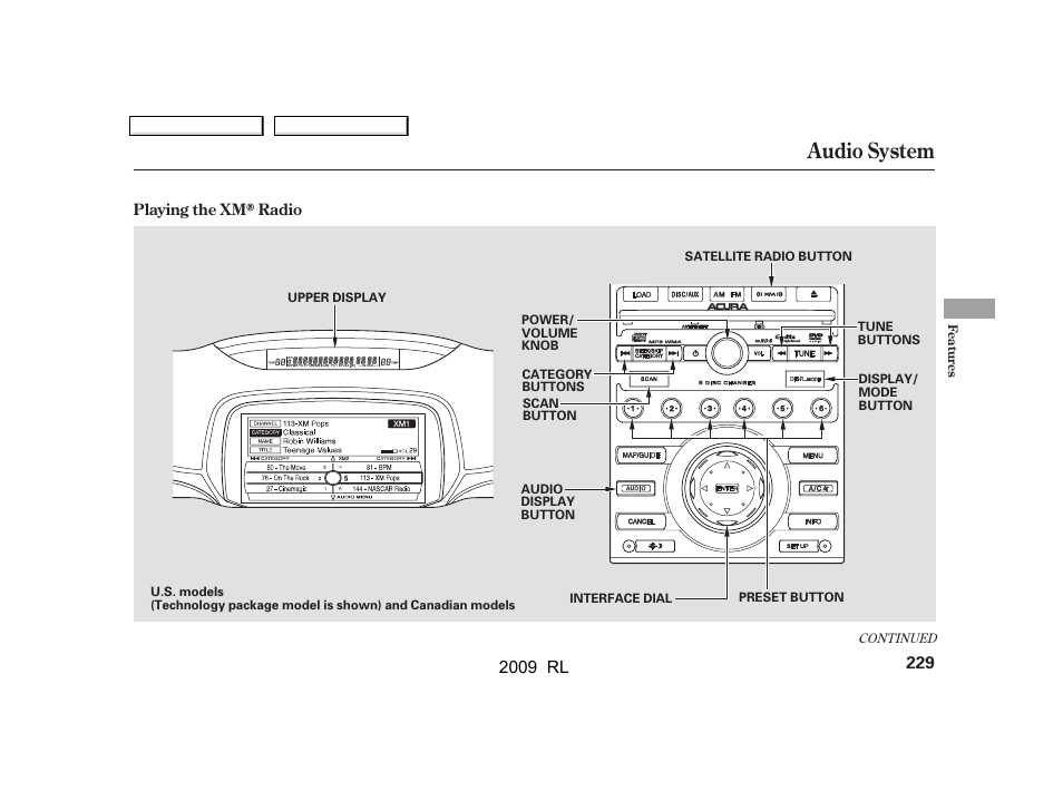 Audio system | Acura 2009 RL User Manual | Page 232 / 560