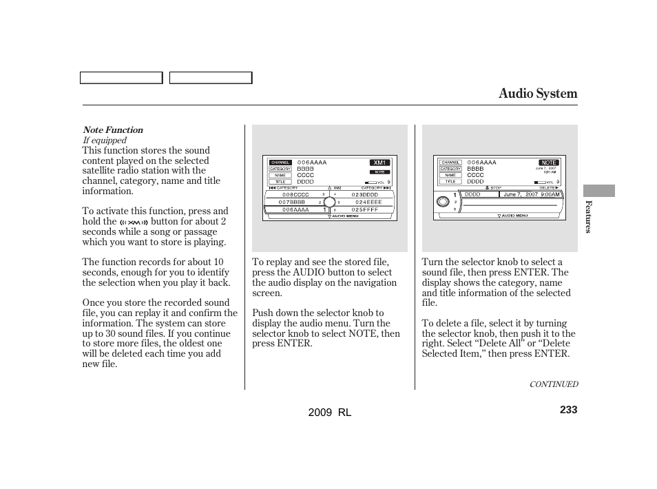 Audio system | Acura 2009 RL User Manual | Page 236 / 560