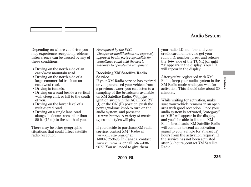 Audio system | Acura 2009 RL User Manual | Page 238 / 560