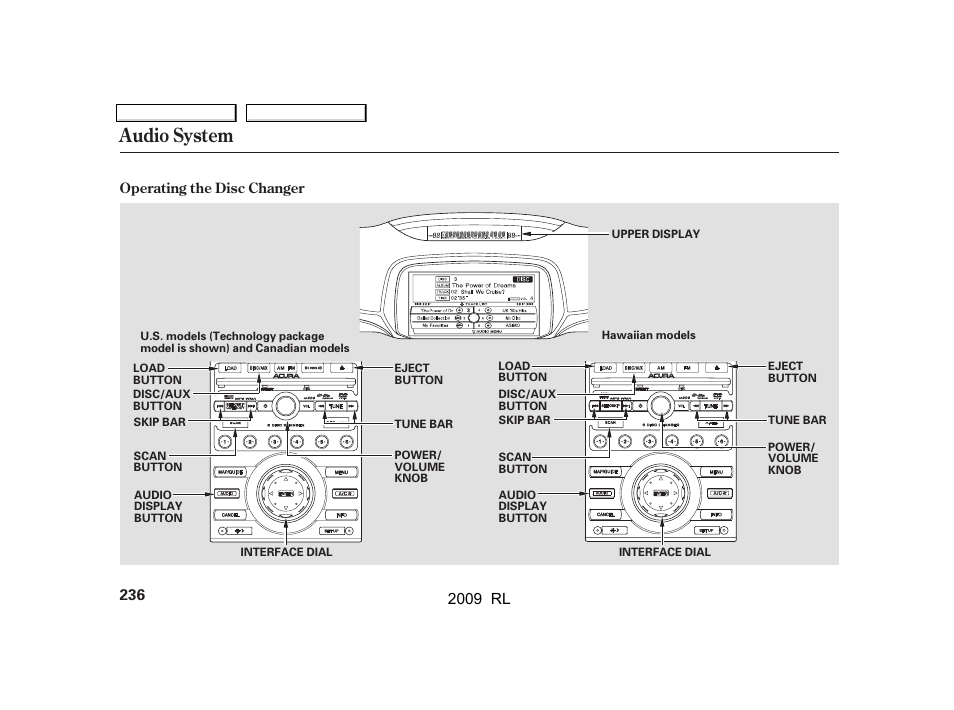 Audio system | Acura 2009 RL User Manual | Page 239 / 560