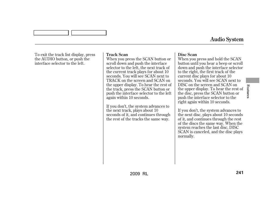 Audio system | Acura 2009 RL User Manual | Page 244 / 560