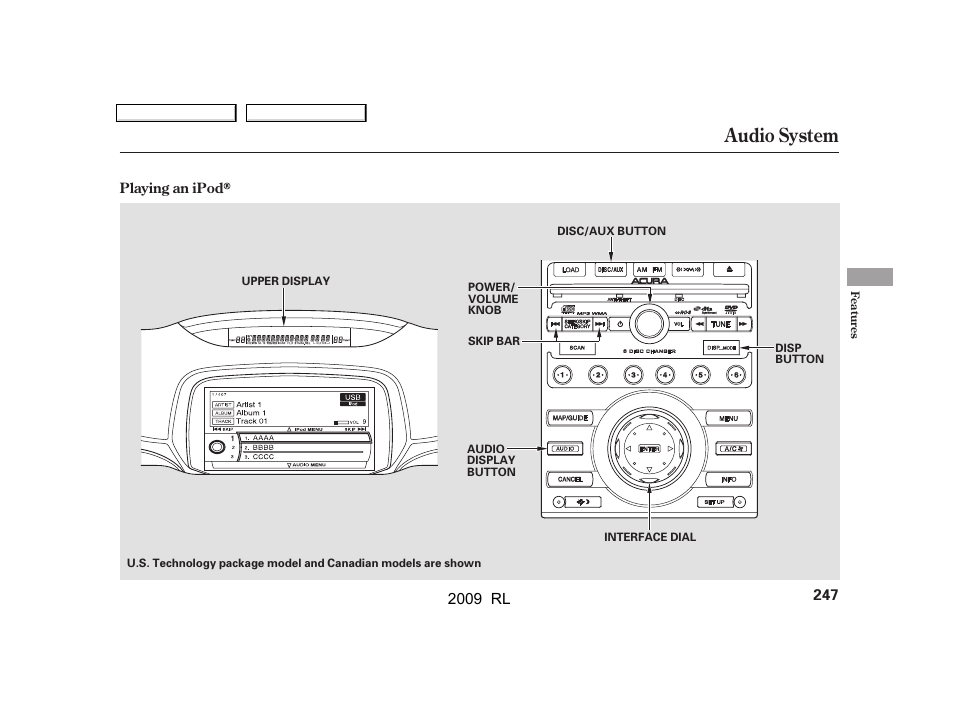 Audio system | Acura 2009 RL User Manual | Page 250 / 560