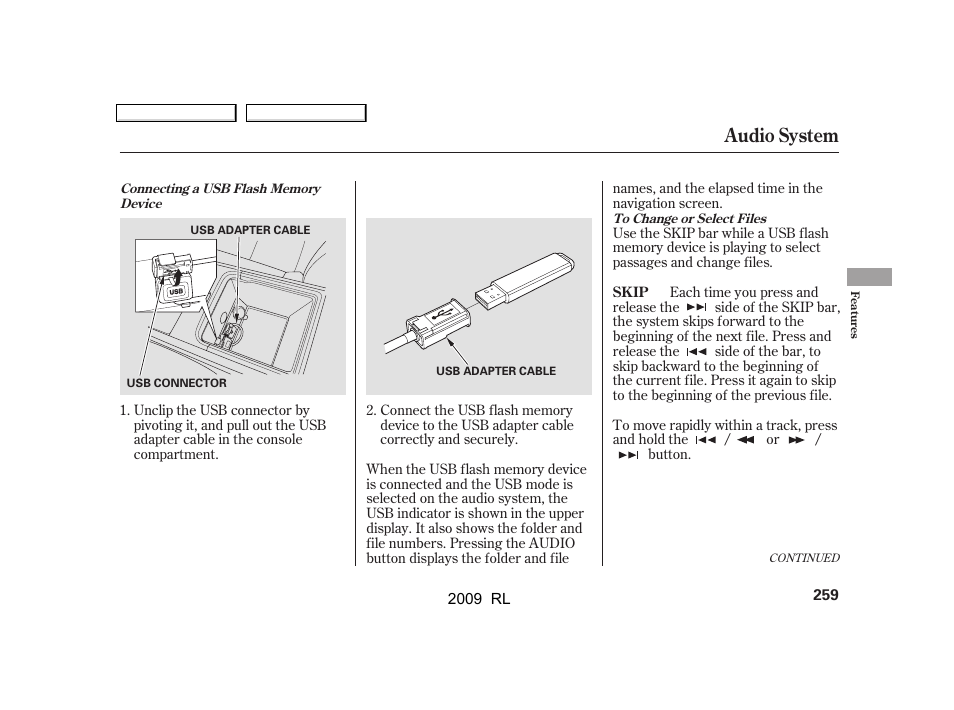 Audio system | Acura 2009 RL User Manual | Page 262 / 560