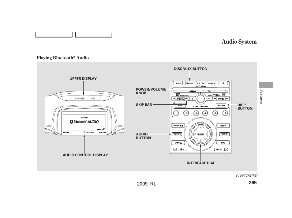 Audio system | Acura 2009 RL User Manual | Page 268 / 560