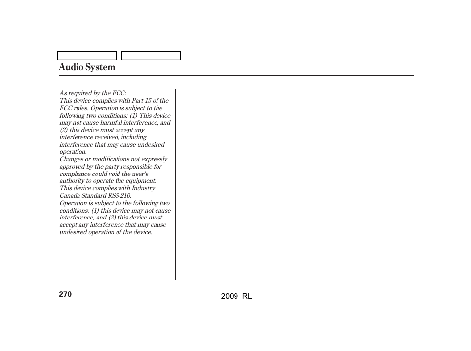 Audio system | Acura 2009 RL User Manual | Page 273 / 560