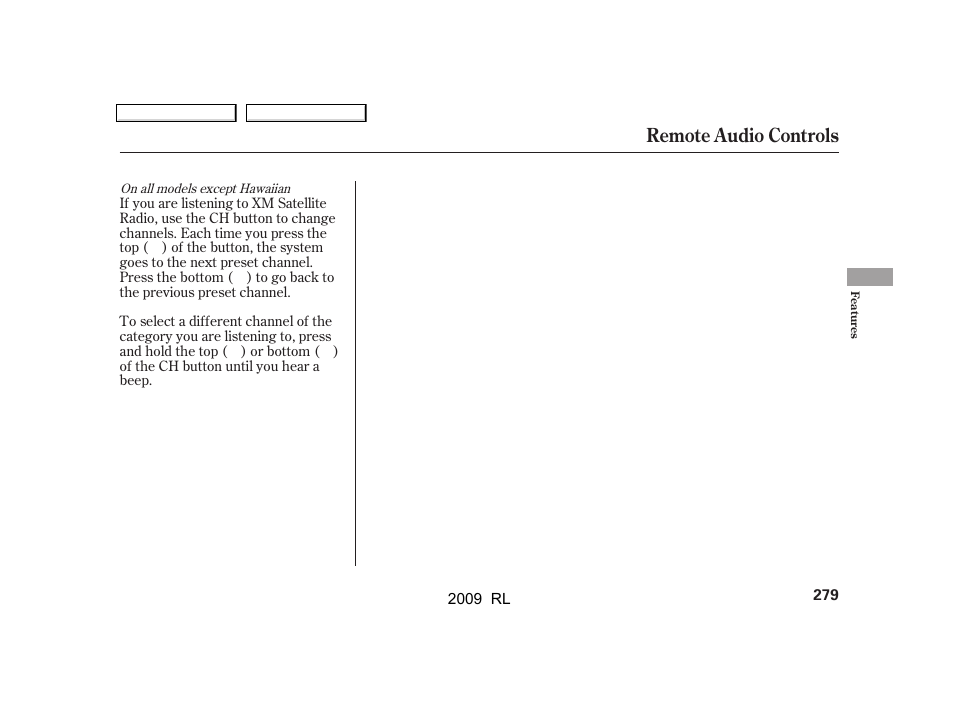 Remote audio controls | Acura 2009 RL User Manual | Page 282 / 560