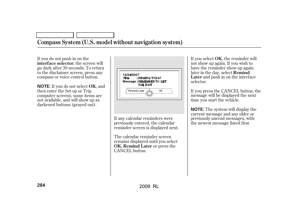 Acura 2009 RL User Manual | Page 287 / 560