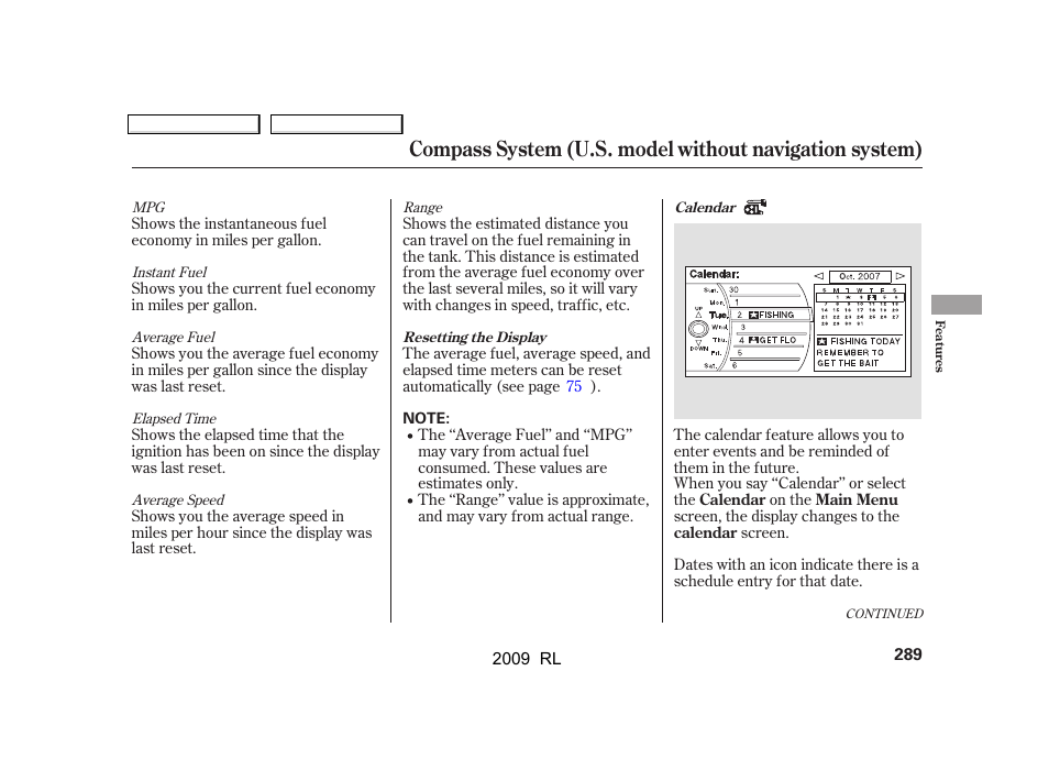 Acura 2009 RL User Manual | Page 292 / 560