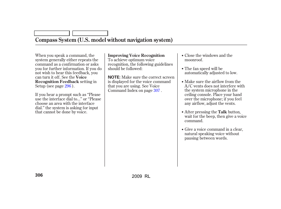 Acura 2009 RL User Manual | Page 309 / 560