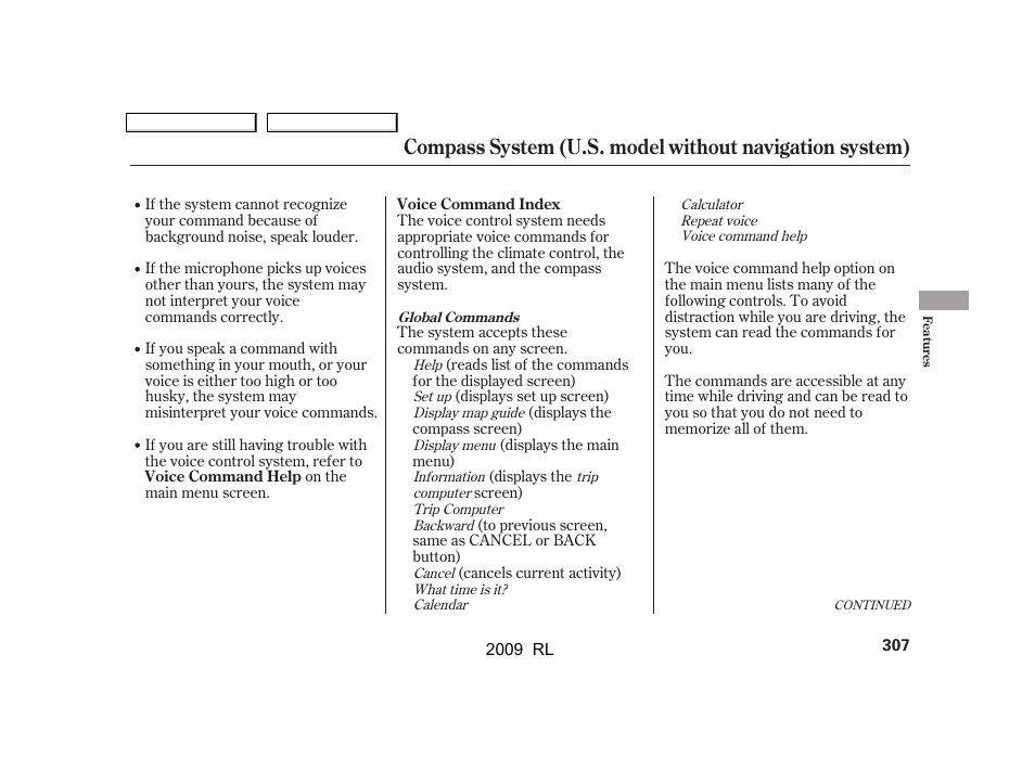 Acura 2009 RL User Manual | Page 310 / 560