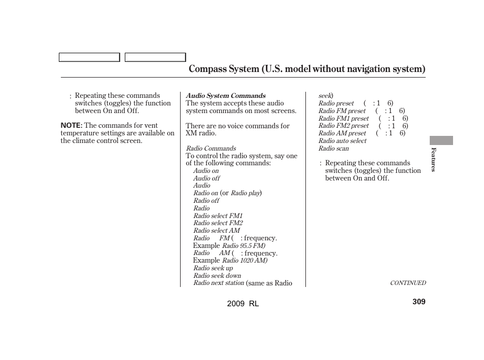 Acura 2009 RL User Manual | Page 312 / 560