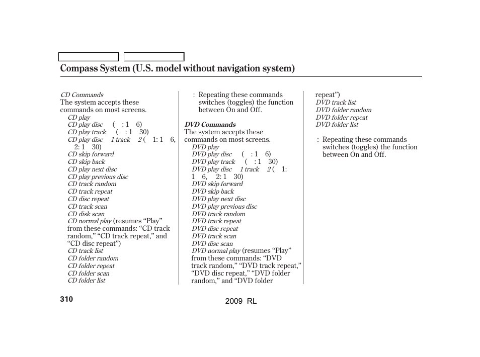 Acura 2009 RL User Manual | Page 313 / 560
