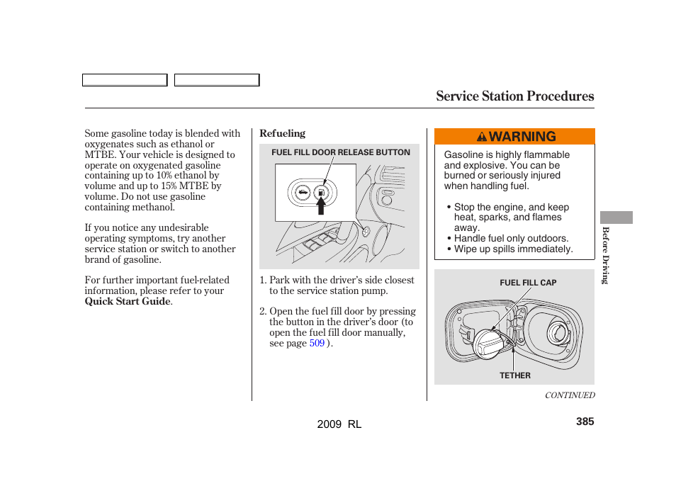 Service station procedures | Acura 2009 RL User Manual | Page 388 / 560