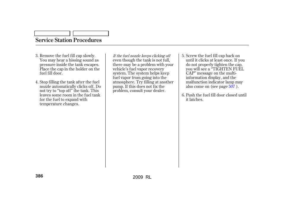 Service station procedures | Acura 2009 RL User Manual | Page 389 / 560