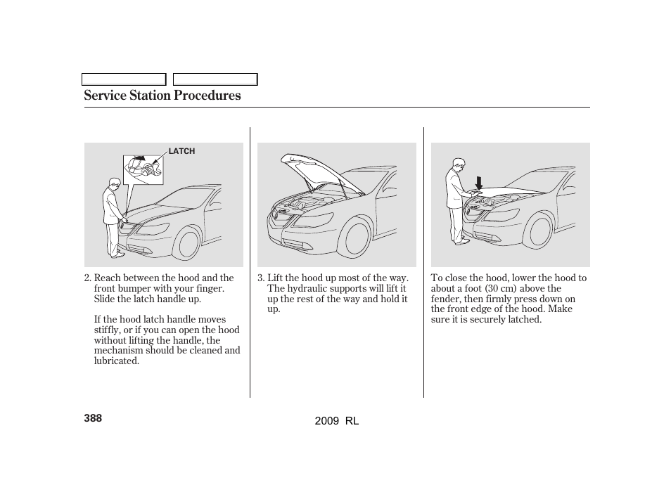 Service station procedures | Acura 2009 RL User Manual | Page 391 / 560