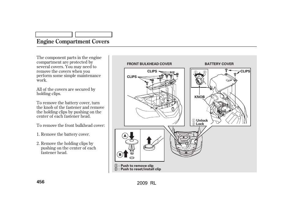 Engine compartment covers | Acura 2009 RL User Manual | Page 459 / 560