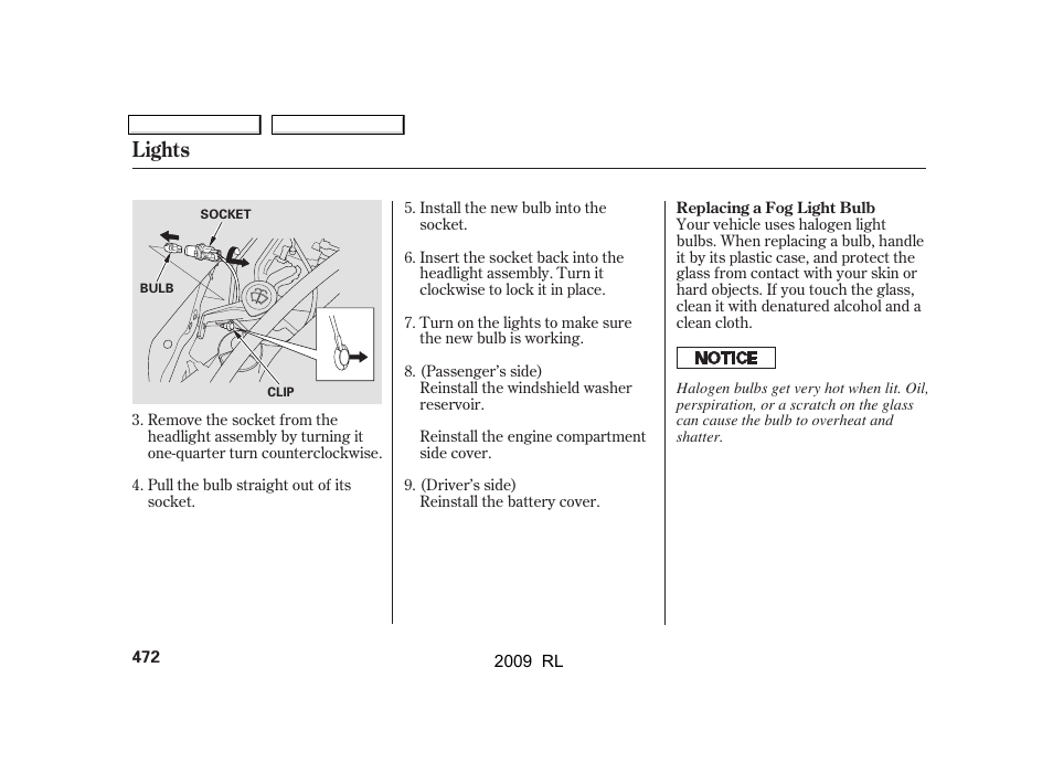 Lights | Acura 2009 RL User Manual | Page 475 / 560