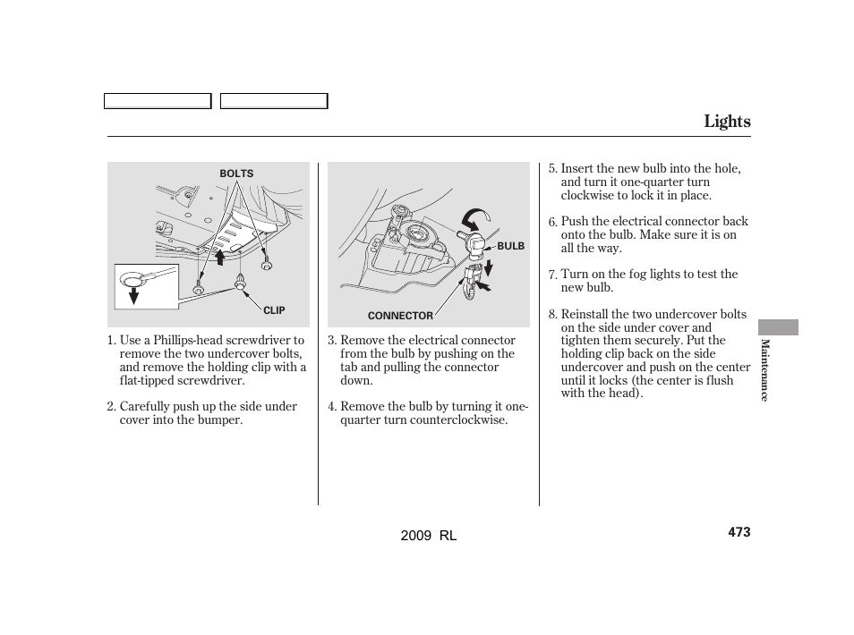 Lights | Acura 2009 RL User Manual | Page 476 / 560