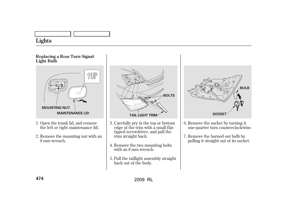 Lights | Acura 2009 RL User Manual | Page 477 / 560