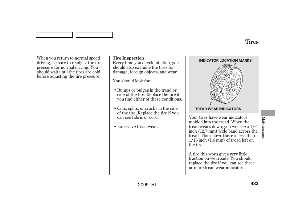 Tires | Acura 2009 RL User Manual | Page 486 / 560