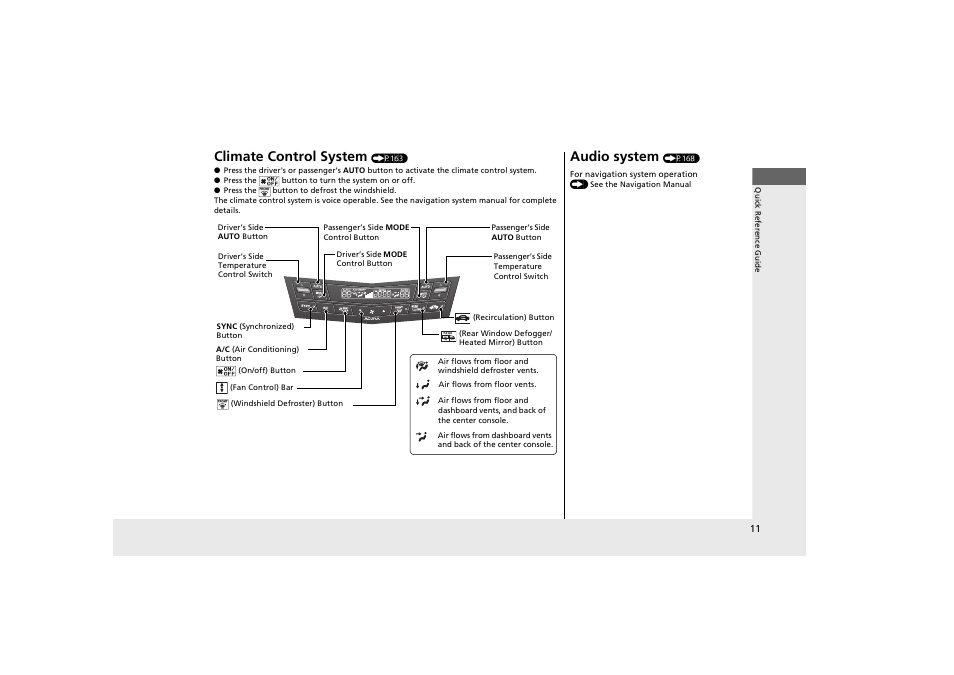 Climate control system, Audio system | Acura 2013 ZDX User Manual | Page 13 / 324