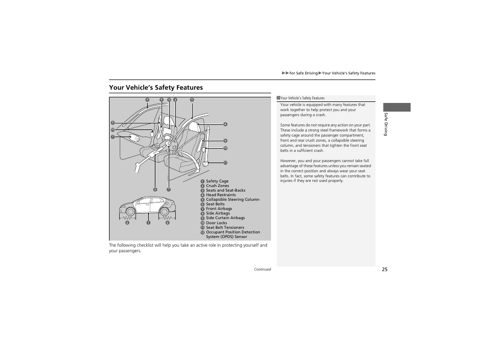 Your vehicle’s safety features | Acura 2013 ZDX User Manual | Page 27 / 324