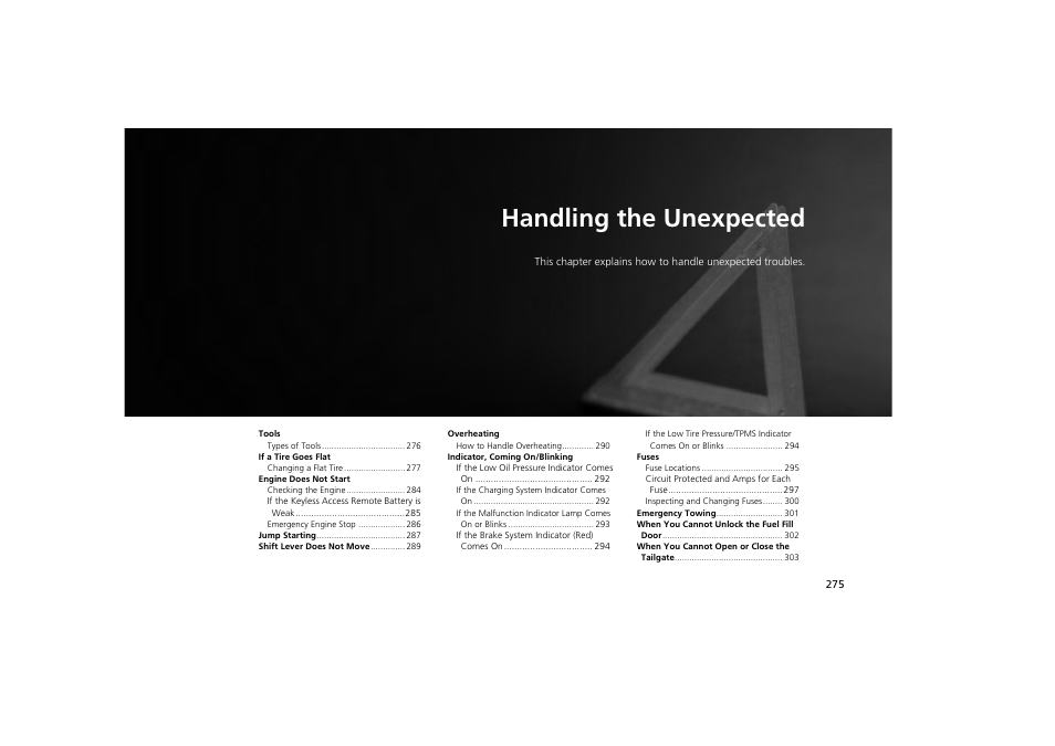 Handling the unexpected | Acura 2013 ZDX User Manual | Page 277 / 324