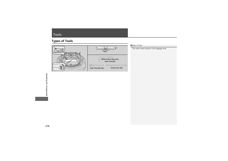 Tools, Types of tools | Acura 2013 ZDX User Manual | Page 278 / 324