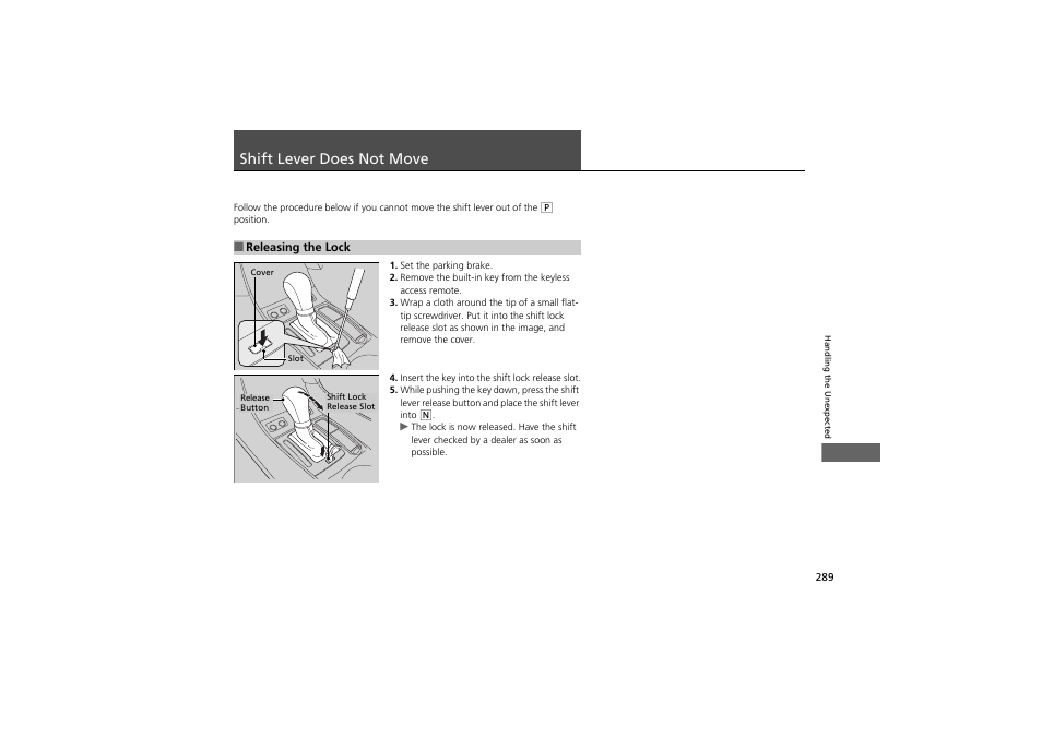 Shift lever does not move | Acura 2013 ZDX User Manual | Page 291 / 324