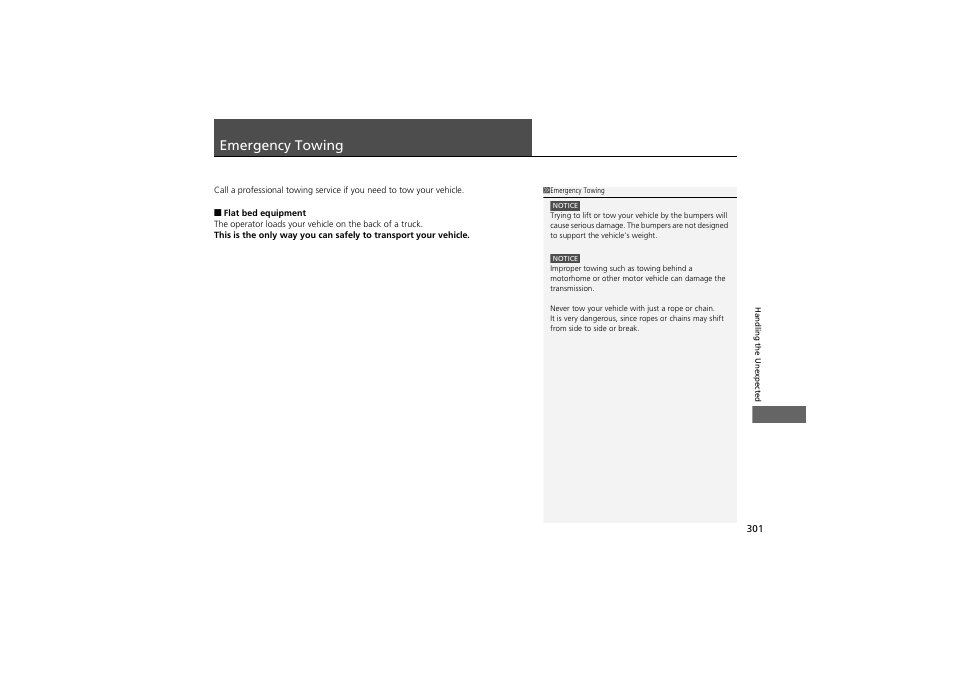 Emergency towing | Acura 2013 ZDX User Manual | Page 303 / 324