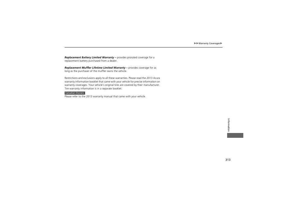 Acura 2013 ZDX User Manual | Page 315 / 324