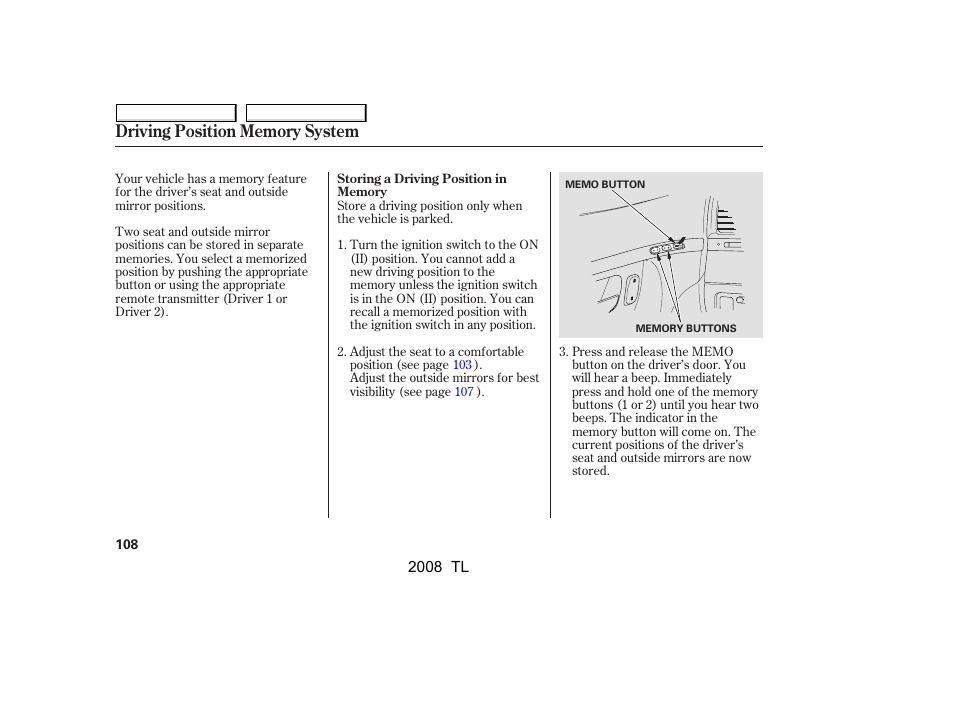 Acura 2008 TL User Manual | Page 111 / 376