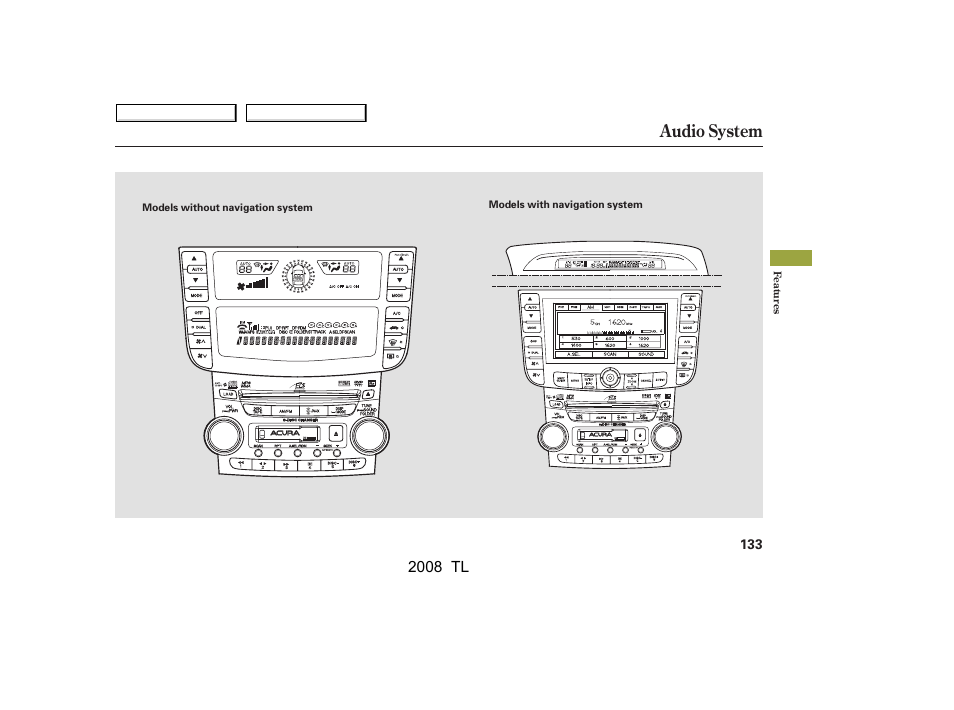 Audio system, 2008 tl | Acura 2008 TL User Manual | Page 136 / 376