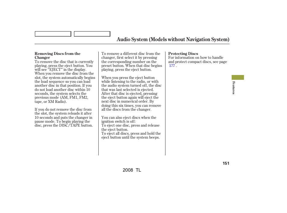 Audio system (models without navigation system) | Acura 2008 TL User Manual | Page 154 / 376