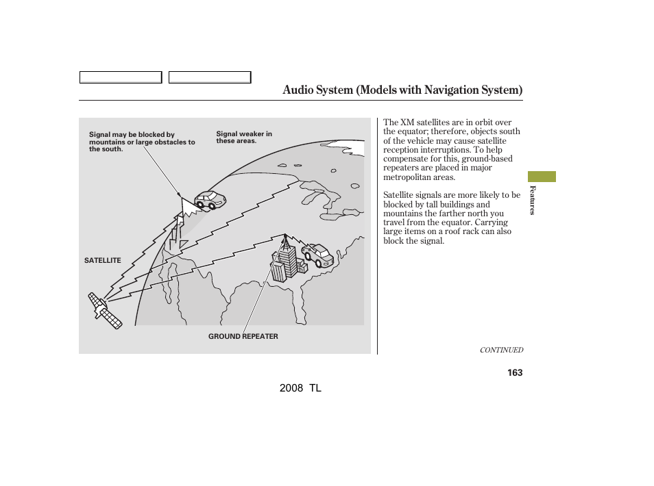 Audio system (models with navigation system), 2008 tl | Acura 2008 TL User Manual | Page 166 / 376
