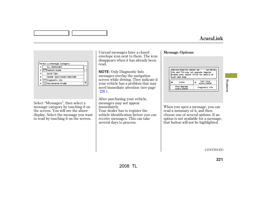 Acuralink | Acura 2008 TL User Manual | Page 224 / 376