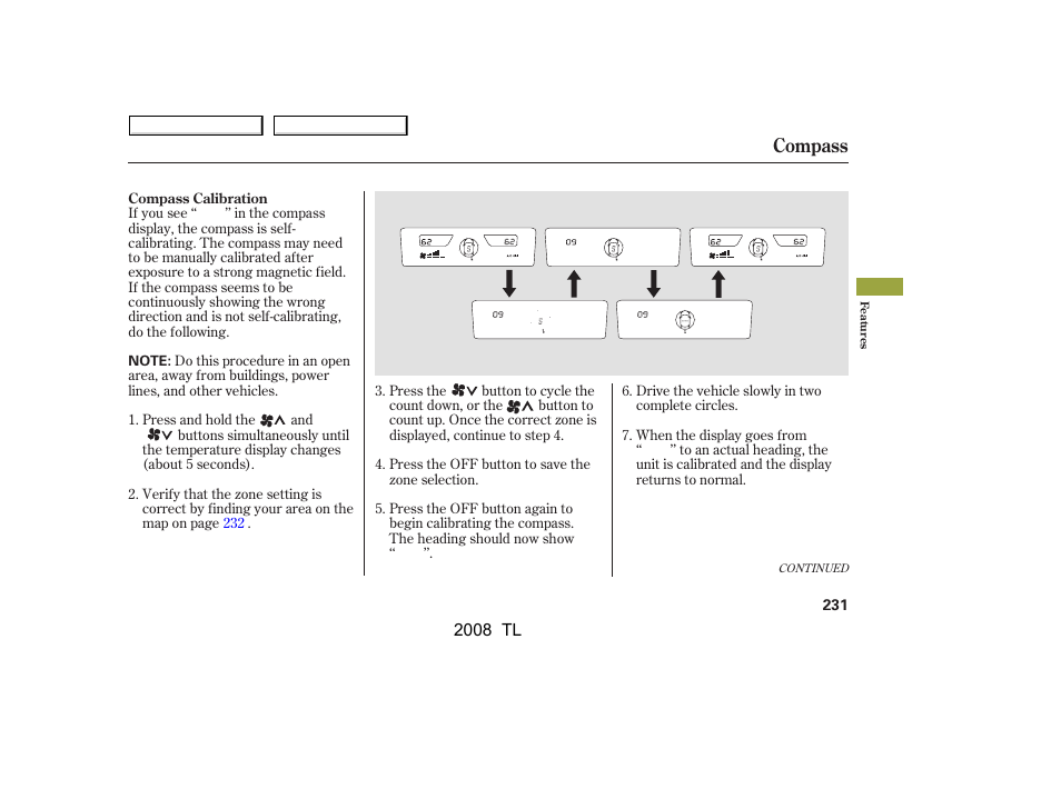 Compass | Acura 2008 TL User Manual | Page 234 / 376