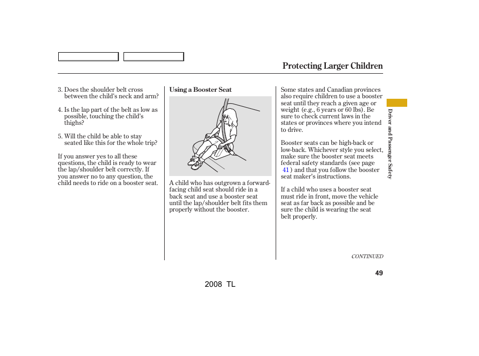 Protecting larger children | Acura 2008 TL User Manual | Page 52 / 376