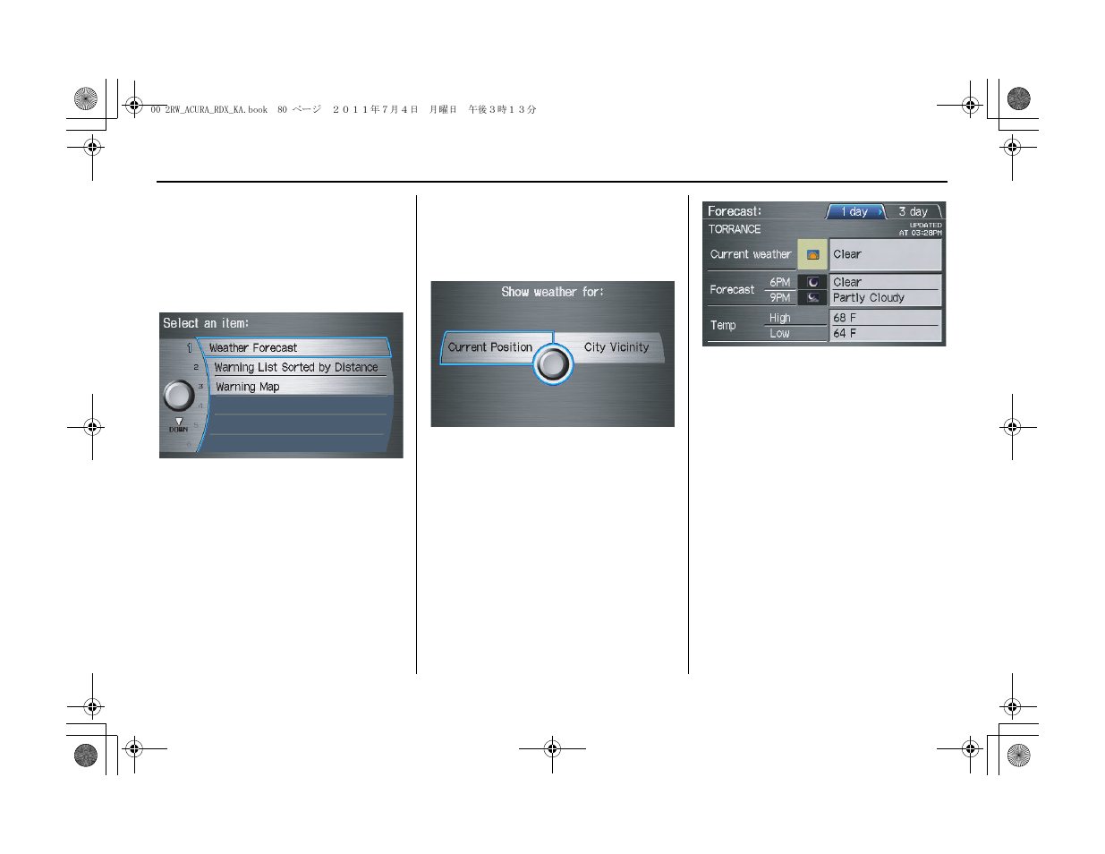 Information features | Acura 2012 RDX Navigation User Manual | Page 81 / 176