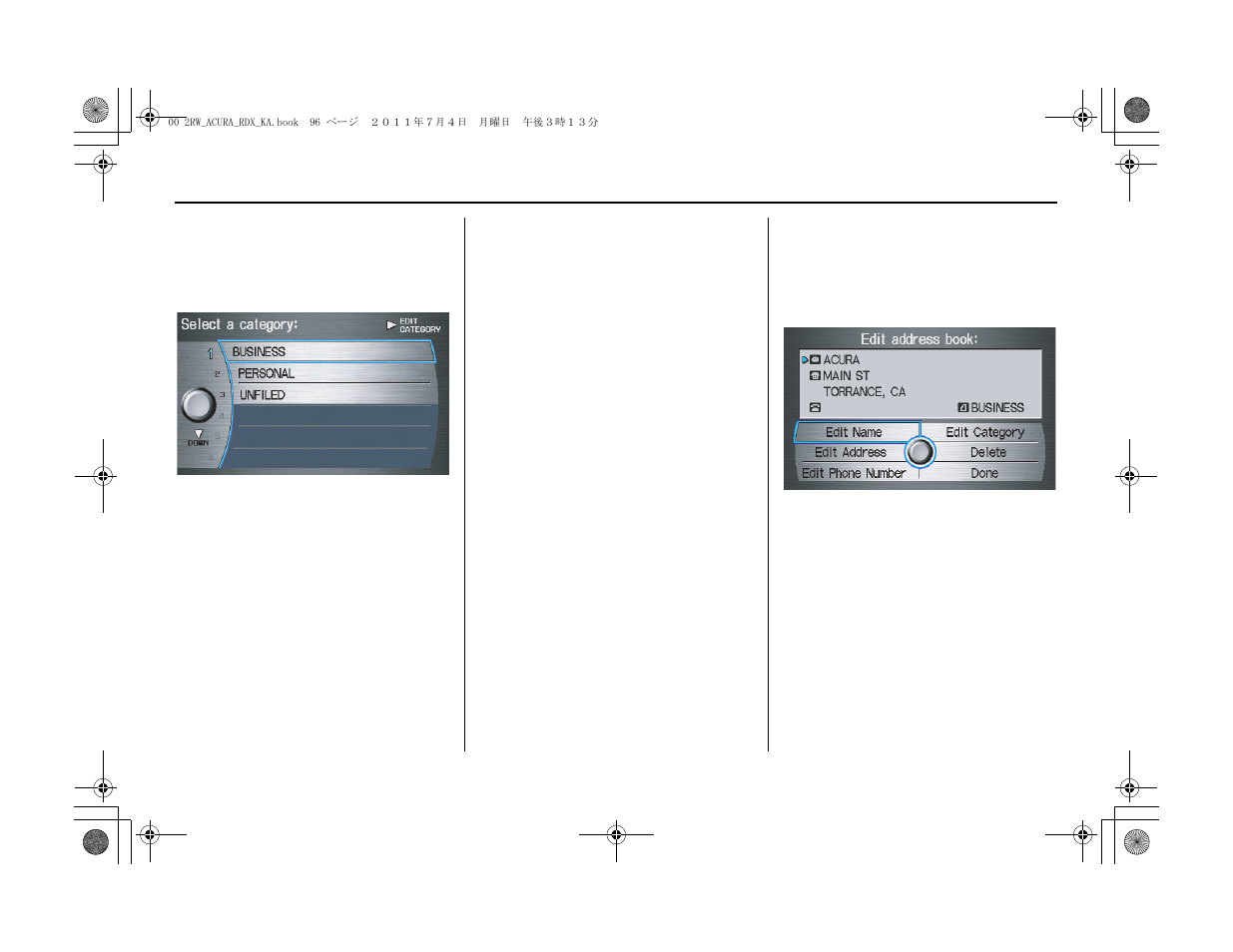 System setup | Acura 2012 RDX Navigation User Manual | Page 97 / 176