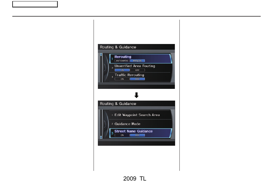 System setup, 2009 tl | Acura 2009 TL Navigation User Manual | Page 102 / 172