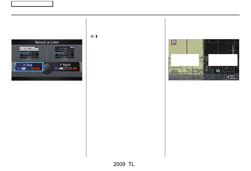 System setup, Day mode night mode, 2009 tl | Acura 2009 TL Navigation User Manual | Page 115 / 172