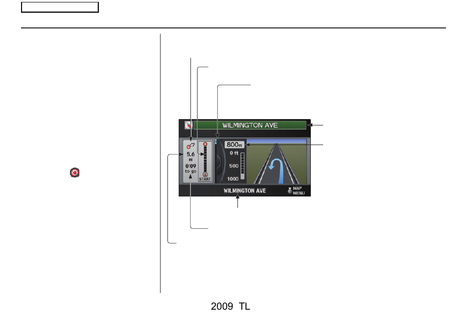 Driving to your destination, 2009 tl, Guidance screen | Acura 2009 TL Navigation User Manual | Page 57 / 172