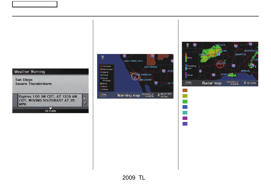Information features, 2009 tl | Acura 2009 TL Navigation User Manual | Page 83 / 172