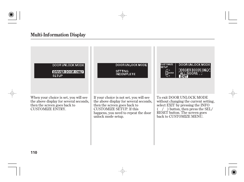 Multi-information display | Acura 2011 RL User Manual | Page 116 / 562