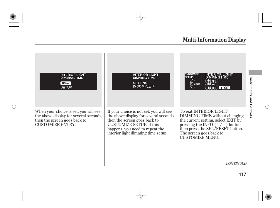 Multi-information display | Acura 2011 RL User Manual | Page 123 / 562